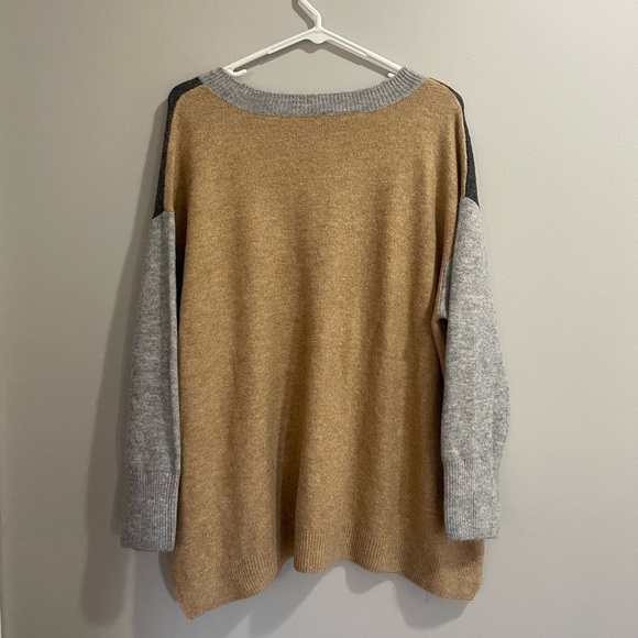 VINCE CAMUTO Sweater Top Long Sleeve Gray, Tan Multicolored - Picture 4 of 5